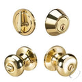 Single Cylinder YR837SN605 Entry Sinclair Deadbolt Knob Finish with and Combo Yale Bright Keyway Kwikset Brass