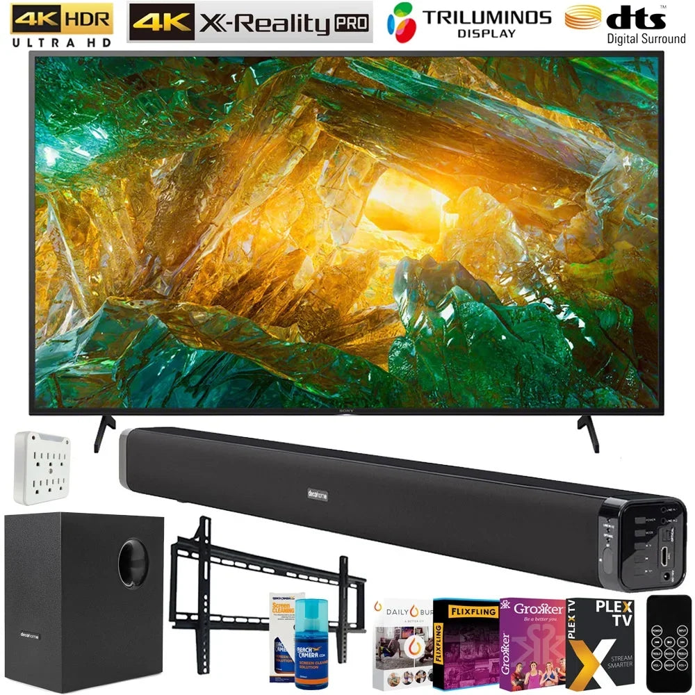 Screen 2020 Wall (2020) Mount, TV 43-inch Surge Cleaner with TV 4K LED UHD Deco Adapter, Essentials Gear with Bundle 6-Outlet X800H Subwoofer, Soundbar XBR43X800H 60W and Smart