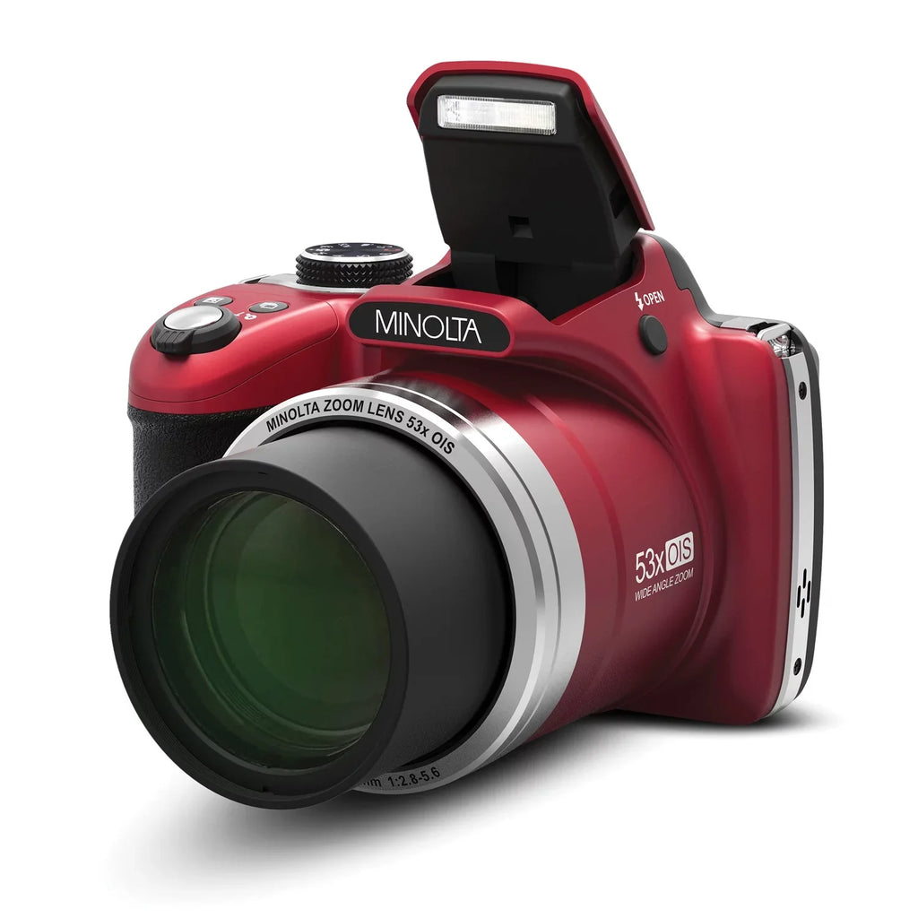 Pro 1080p Pixel Zoom, (MN53Z Mega Optical 16 SD Shot Card with Digital Red) HD 53x & Minolta Full Camera Video HD 16GB