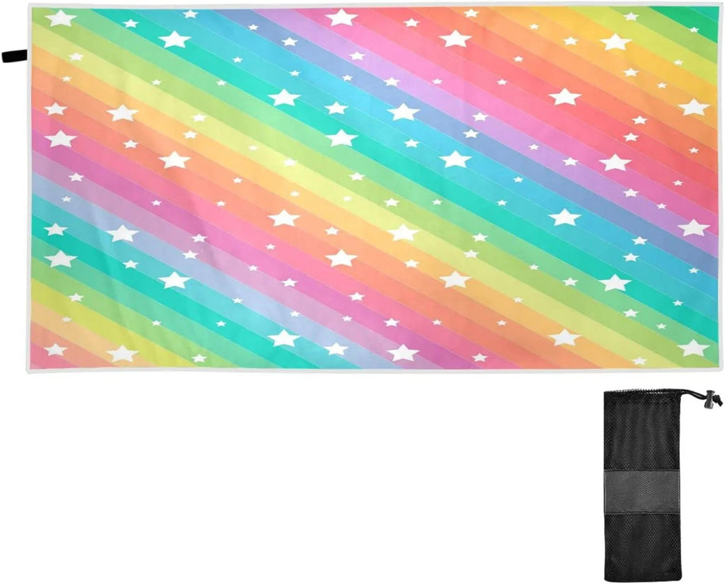 Beach Multipurpose Towel Microfiber Bestwell Bath 30”X60” Swim Star Dry Rainbow Quick Blanket, Lightweight Shower Towel, Pool Towel Sand Free Oversized Yoga Thin Towel