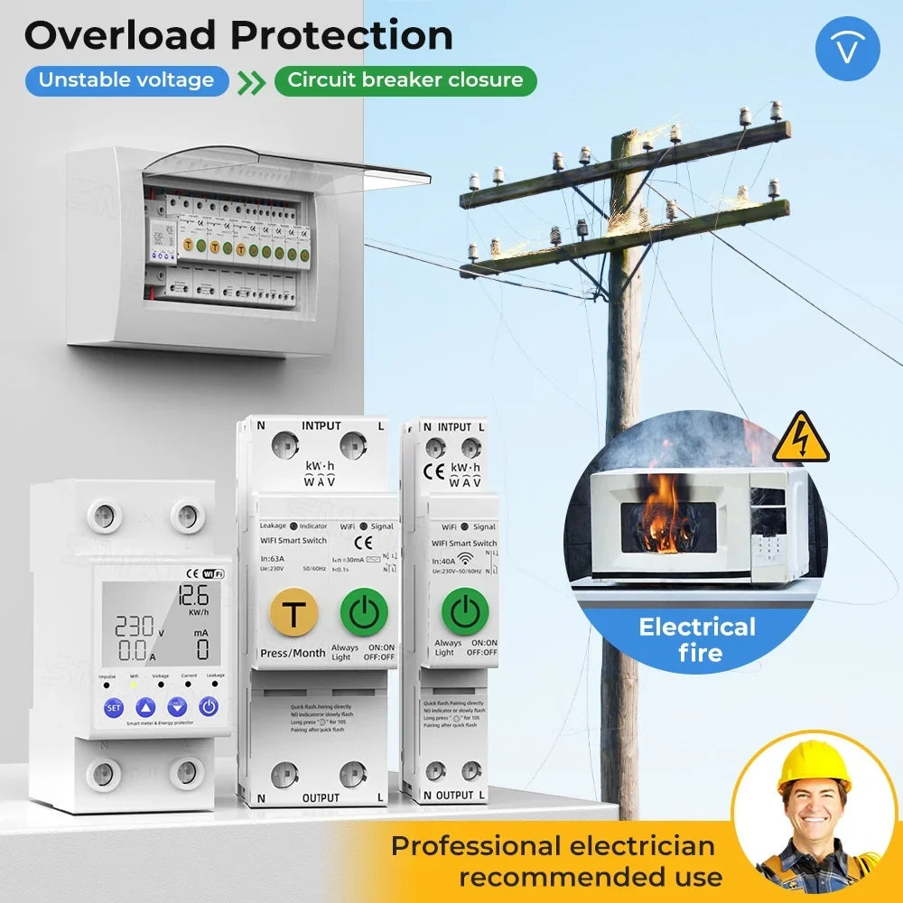 Settable Voltage Voi Htovila Values Intelligent APP WiFi Assistant Automatic with Multifunctional Reclosing Mobilephone Meter for Compatible Protections Current Protector Control