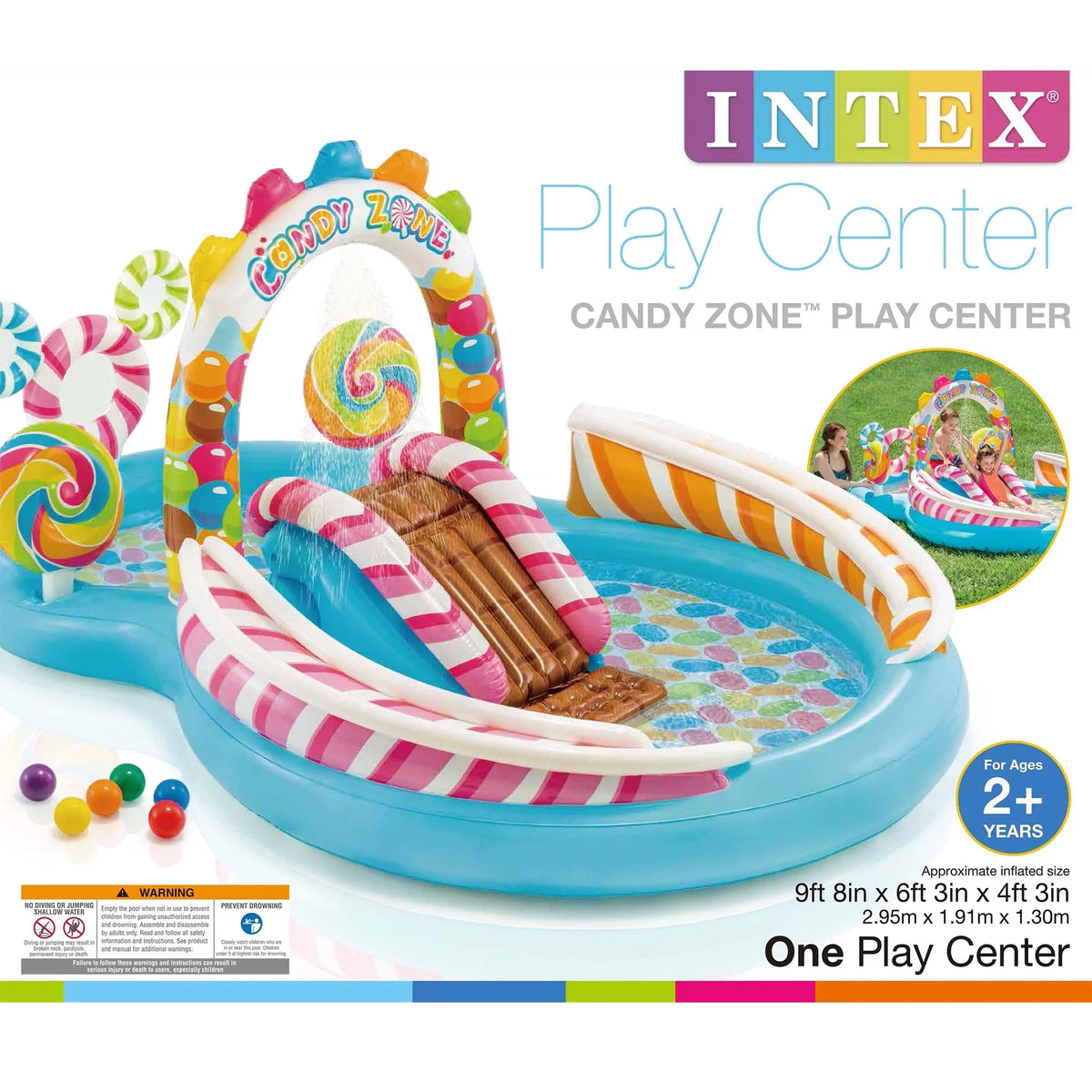 Pack) Intex w/ Zone (2 Play Kids Splash Box) Waterslide(Open Candy Center Pool