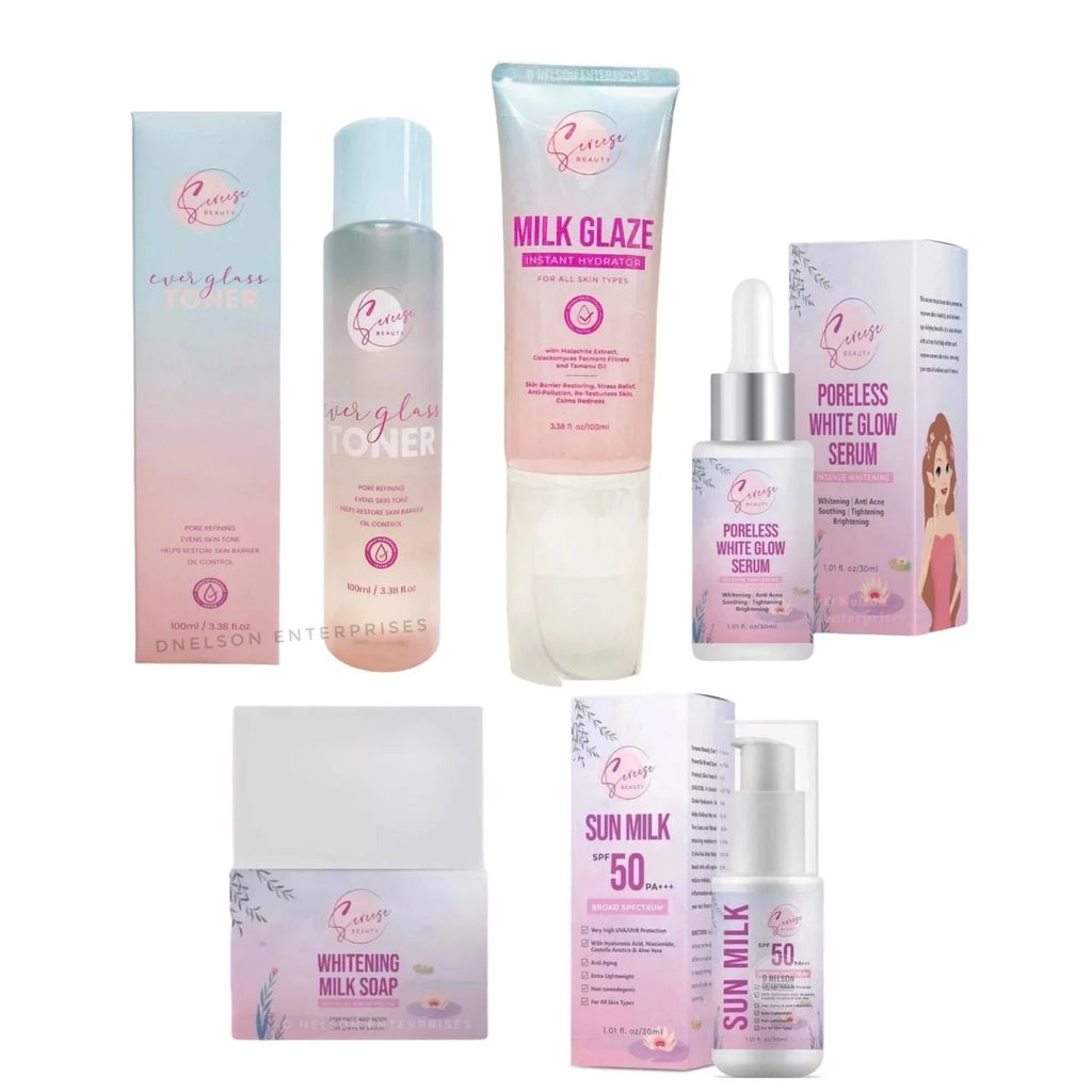Sereese Milk Facial Sun & Serum, Complete Toner, Beauty Bundle: Milk Glaze Soap,