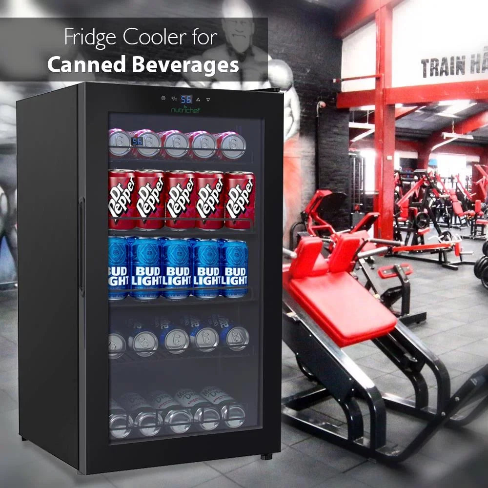 Can Compact 34.7’ Nutri Cooler, (132 x Refrigerator Beverage Beverage Chiller Fridge 18.5’’ 20.1’’ x Can Capacity), Chef
