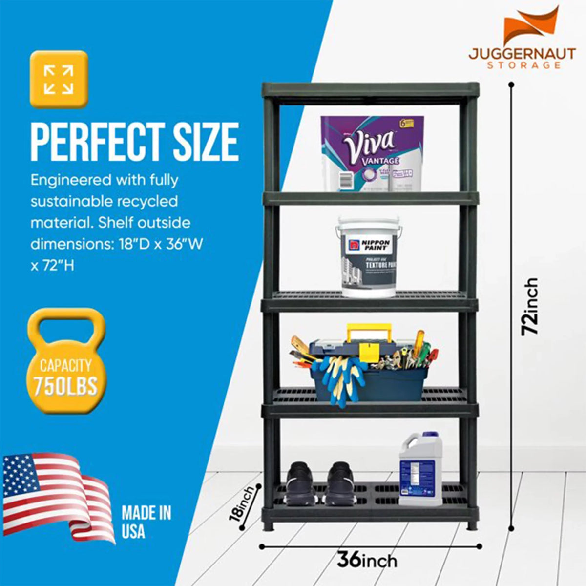 Shelving Unit 5 Juggernaut Utility Inch Storage Plastic Shelf 72 Storage