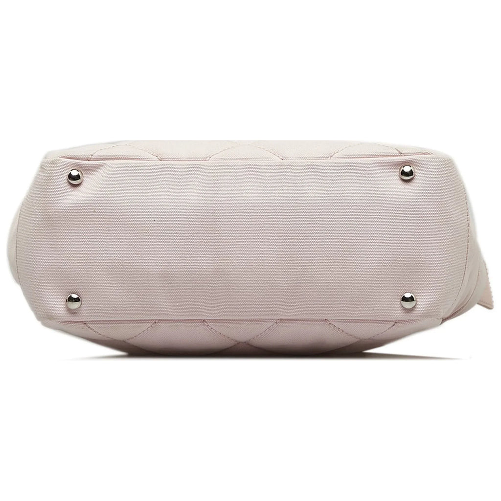 Pink Tote Authenticated Bag Fabric Tote (Good) Paris-Biarritz Unisex Pre-Owned Canvas Small