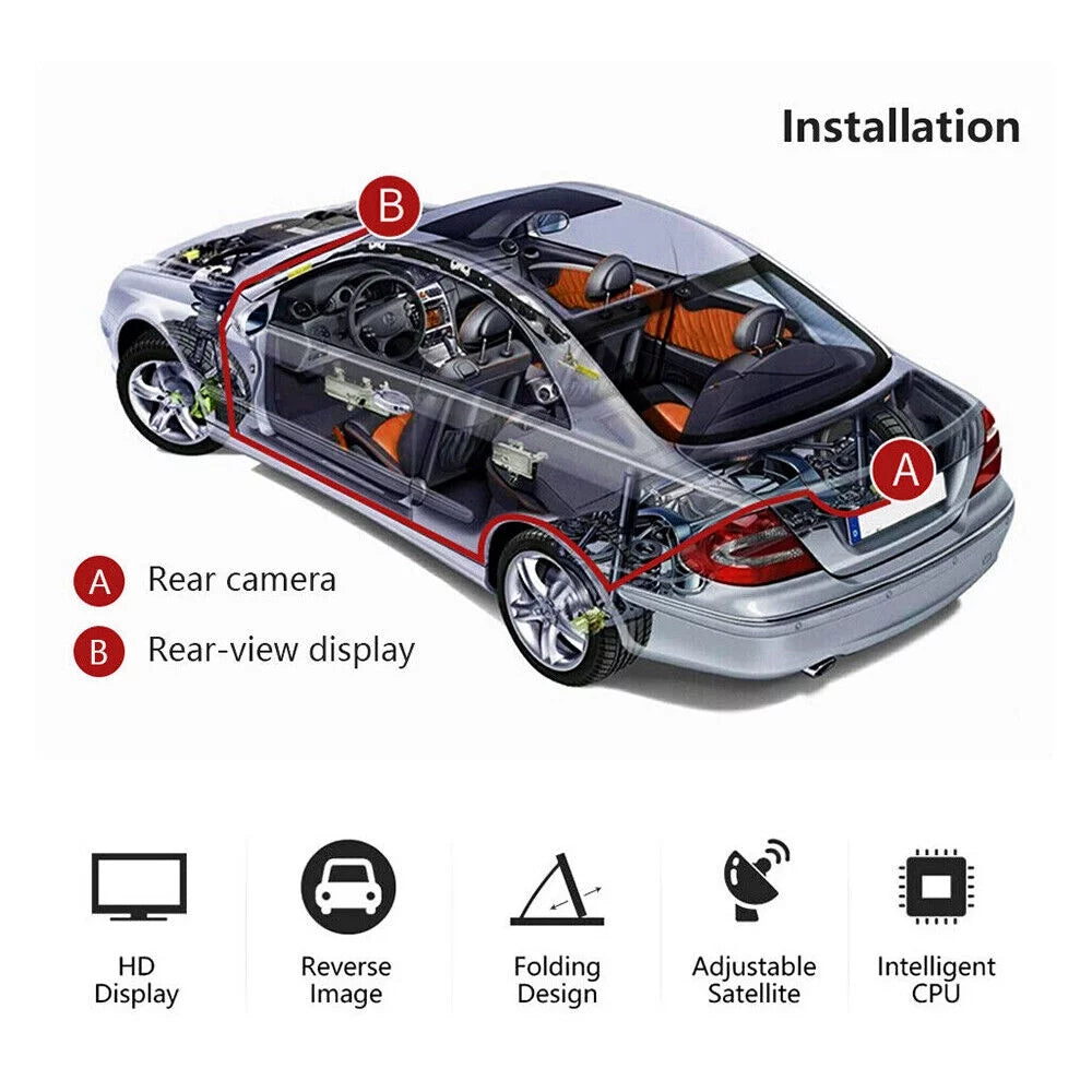 Rear Camera HD Backup Plate System Monitor Parking View 4.3inch License Car Reverse