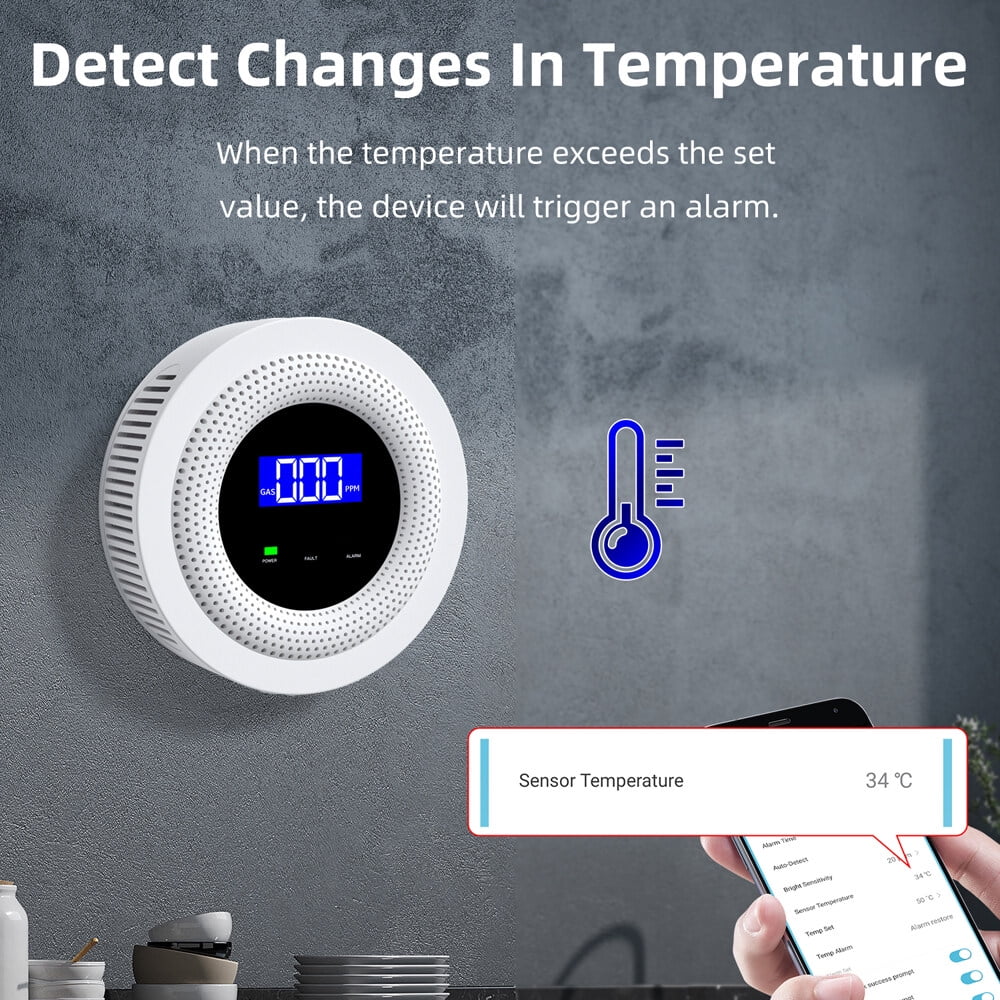 Alarm Concentration Power Tuya Decible with Leakage Alarm Voice Live Detection High APP Supplys Remote USB Prompt Wifi Display Device Gases