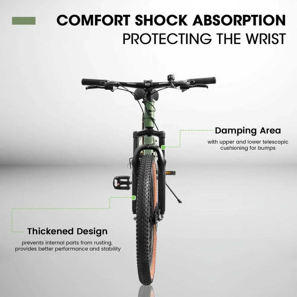 Carbon Commuter Shifter Front Trail Bike, Mountain Bike 21-Speed Mens Mountain City Thumb Womens A24301 Bicycles Brakes Ecarpat Wheels, 24 Fork steel Frame Disc Inch