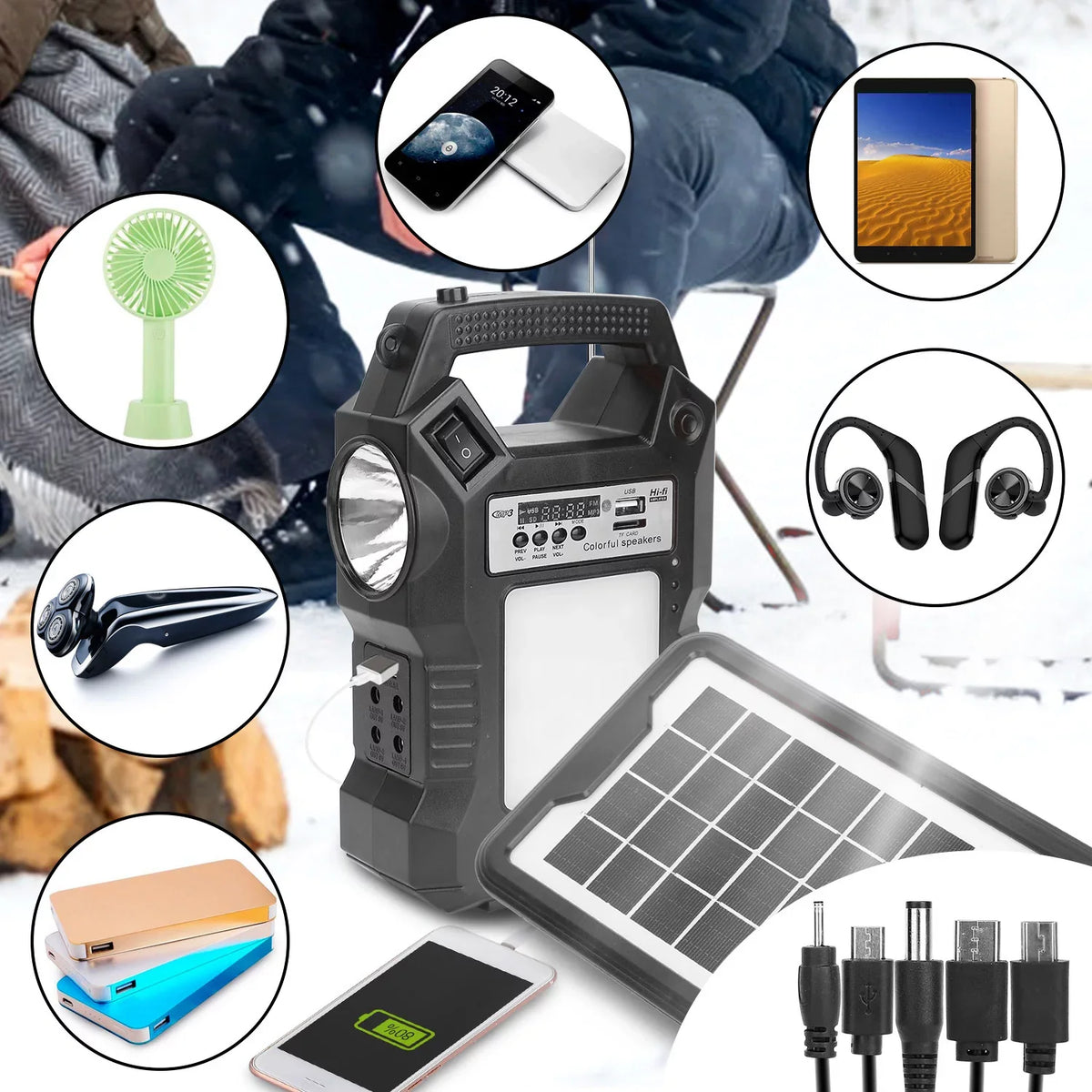 Charge exterior Generator with iMounTEK Bank Portable Bulbs LED Station Station Rechargeable Way Panel Dual Solar for Power 3 Power Powered Hiking Flashlight Camping to