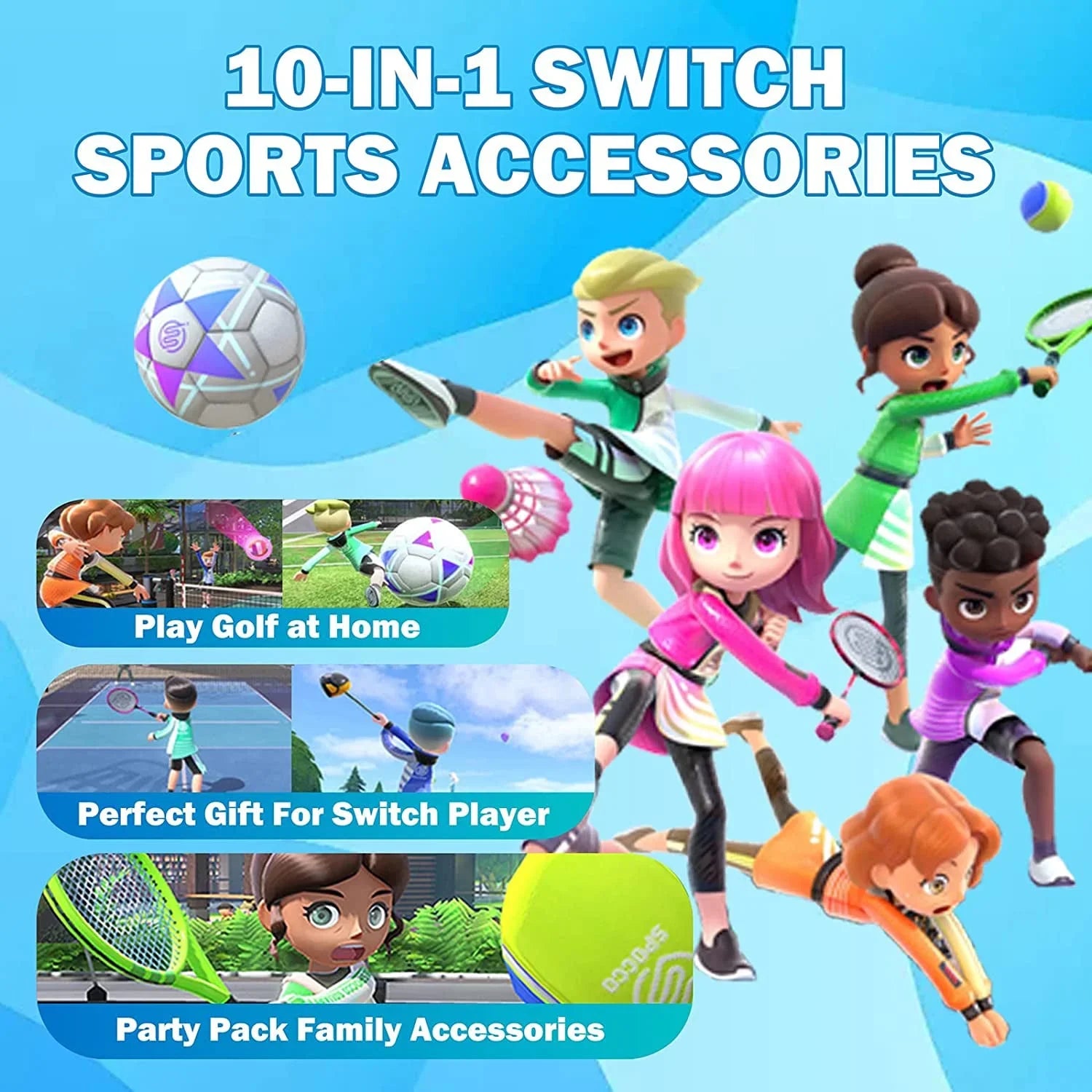 Kit Switch for 10 Accessories Sports, in Clubs Rackets,Sword etc Tennis Bundle HOH 1 Grips,Golf with Accessories Family