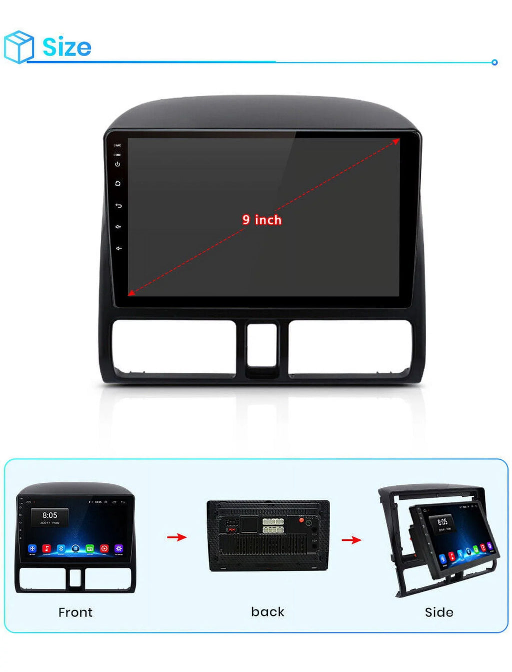 2002 Touch with AWESAFE Car GPS Auto 2003 Android 9 Navigator Inch WiFi Bluetooth Honda for Screen Radio CRV FM Carplay 2004 Mirror Link 2005 2006,1+32GB Stereo 2001 Radio