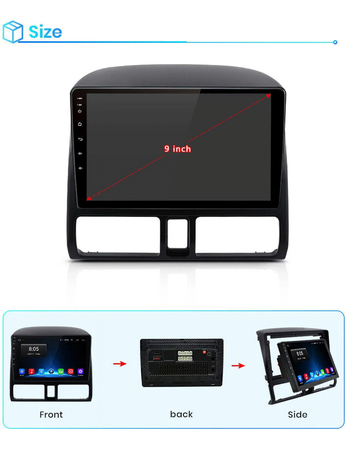 2002 Touch with AWESAFE Car GPS Auto 2003 Android 9 Navigator Inch WiFi Bluetooth Honda for Screen Radio CRV FM Carplay 2004 Mirror Link 2005 2006,1+32GB Stereo 2001 Radio