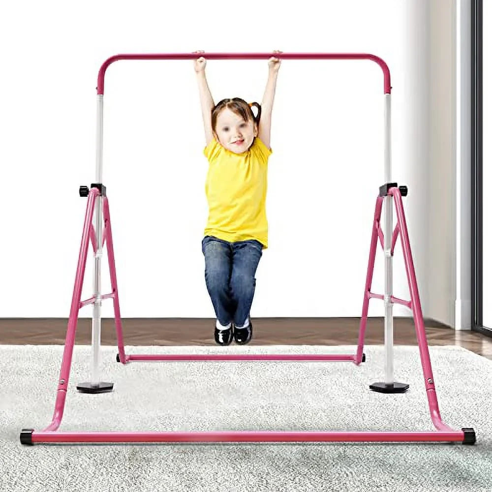 Training Gymnastics and GNJINX Equipment Kids, Bars Height Adjustable Height Home Junior - Folding Adjustable Horizontal for Bar, Gymnastics Expandable