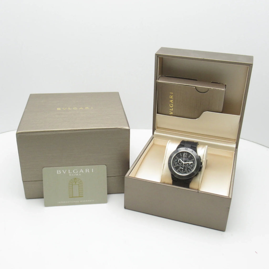 Black DG42SMCCH watch Magnesium (Good) Watch Pre-Owned belt Chrono BVLGARI Mechanical Wrist Rubber Watch Diagono Automatic Wrist DG42SMCCH mag