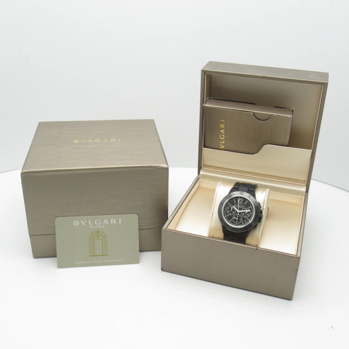 Black DG42SMCCH watch Magnesium (Good) Watch Pre-Owned belt Chrono BVLGARI Mechanical Wrist Rubber Watch Diagono Automatic Wrist DG42SMCCH mag