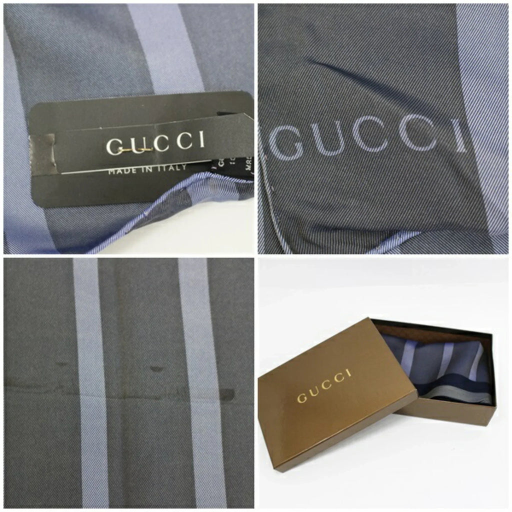 x pattern muffler striped scarf Pre-Owned (Good) women's gray purple multicolor silk navy