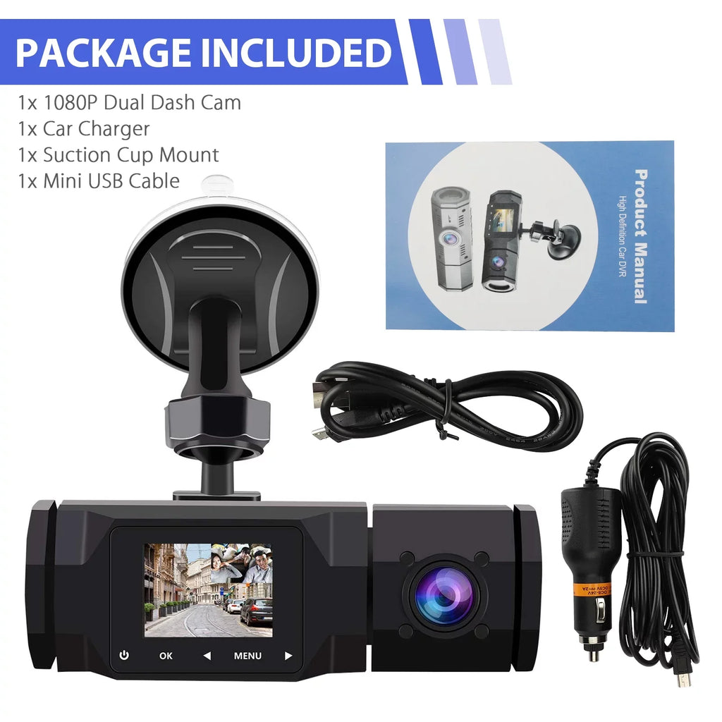Car, Vision Dash with G-Sensor, Recording, Driving Cam, Interior Dual TSV Night Recorder Taxi Camera Loop Dual FHD 1080P for Front Mode Dashcam, IR Dash Parking