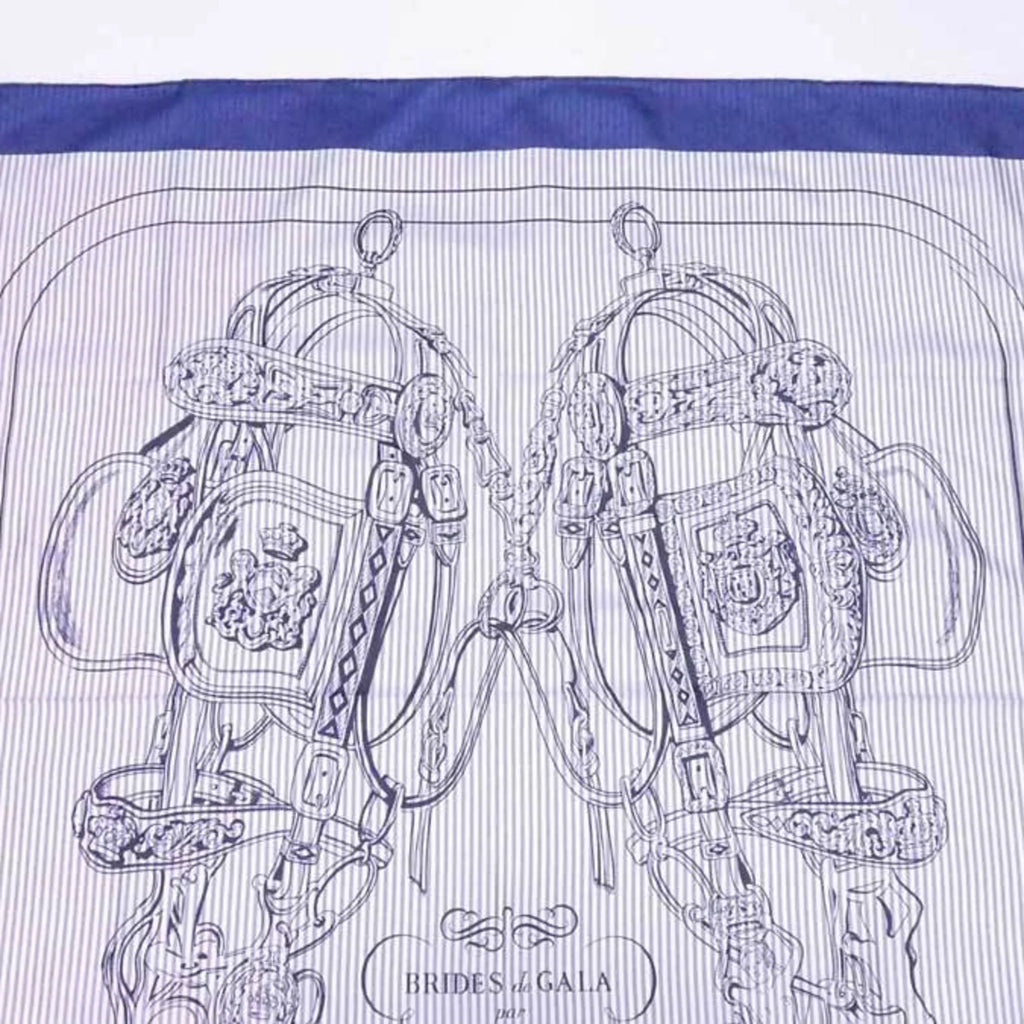 GALA ladies scarf Hermes BRIDES 90 navy de Pre-Owned x HERMES silk Carre (Good) white