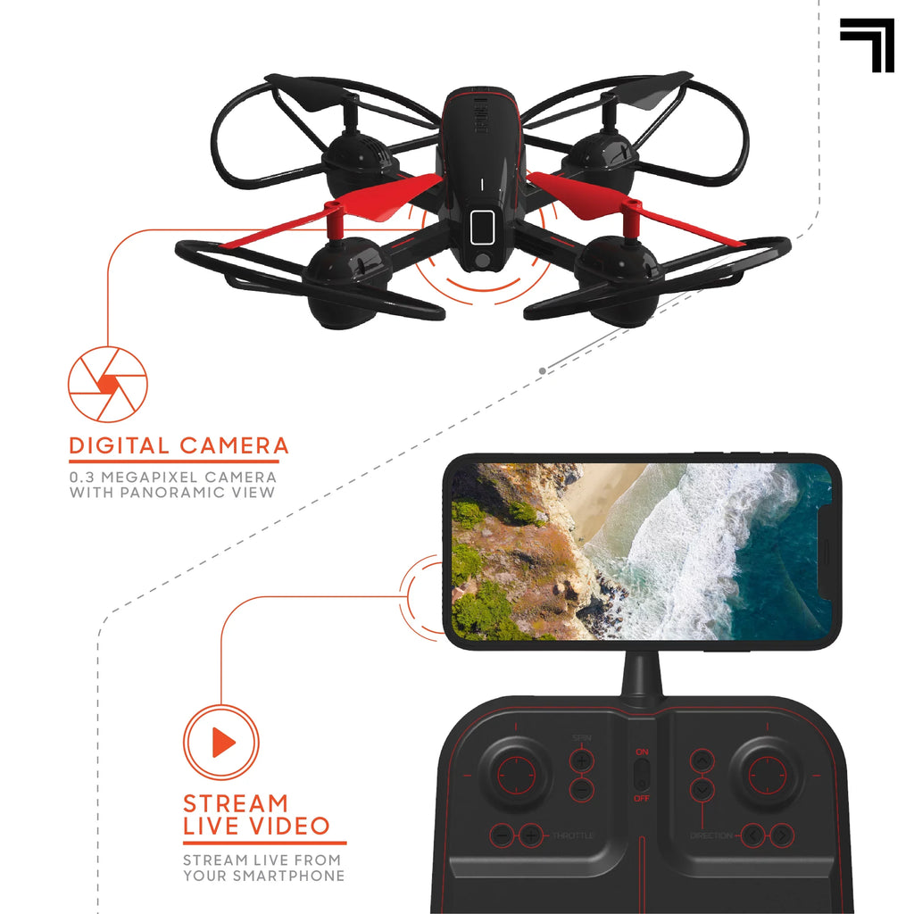 Wireless Assisted Remote 2.4GHz RC Controlled Landing, Quadcopter Mach with Stream Rechargeable with Drone IMAGE 10inch SHARPER and Camera,