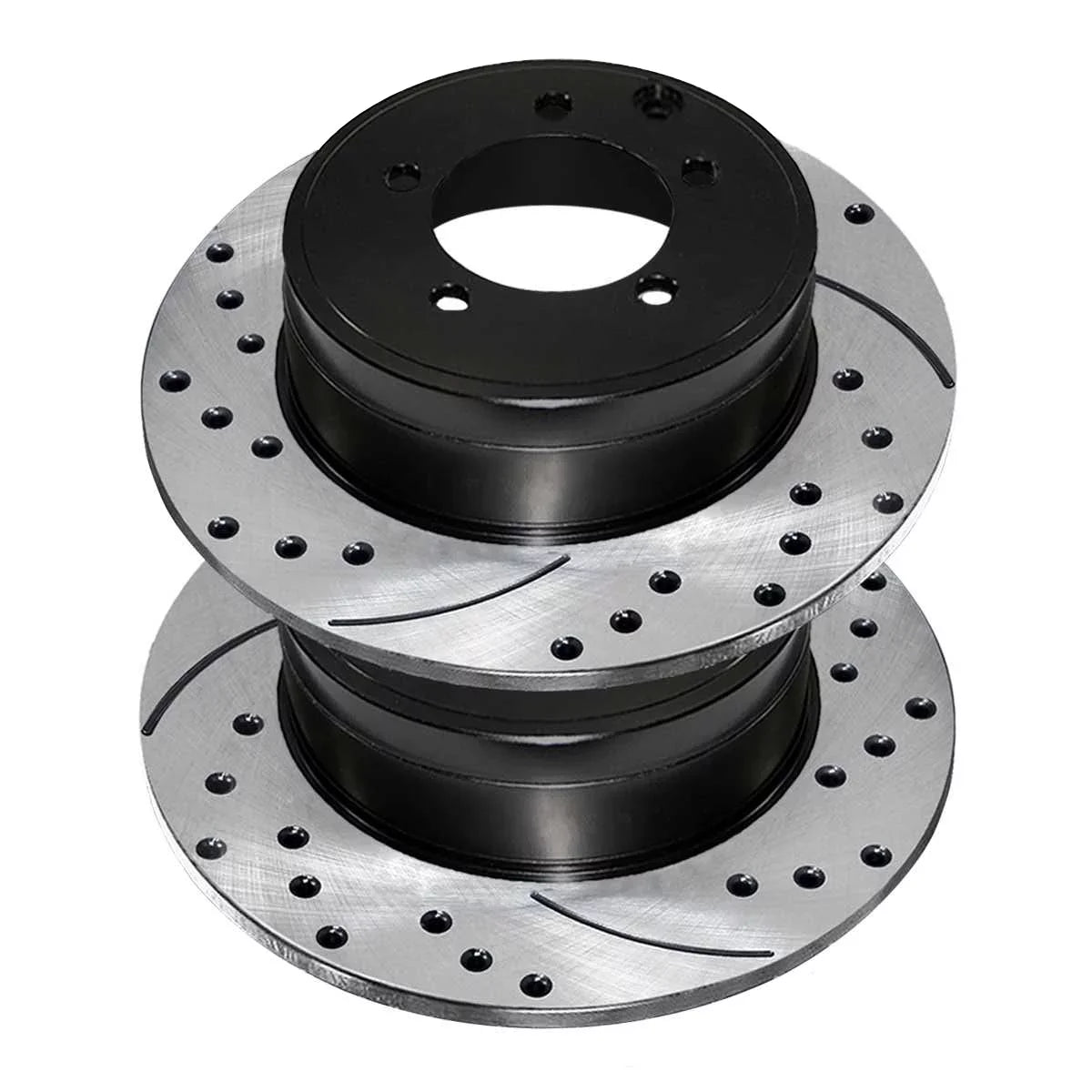 Rear Side Replacement FWD Avenger Rotors Lancer for Compass and Chrysler Sebring Caliber of Mitsubishi Brake AutoShack Dodge 2 Jeep V6 Drilled Black Pair 200 Patriot Driver PR63038LR Passenger Slotted