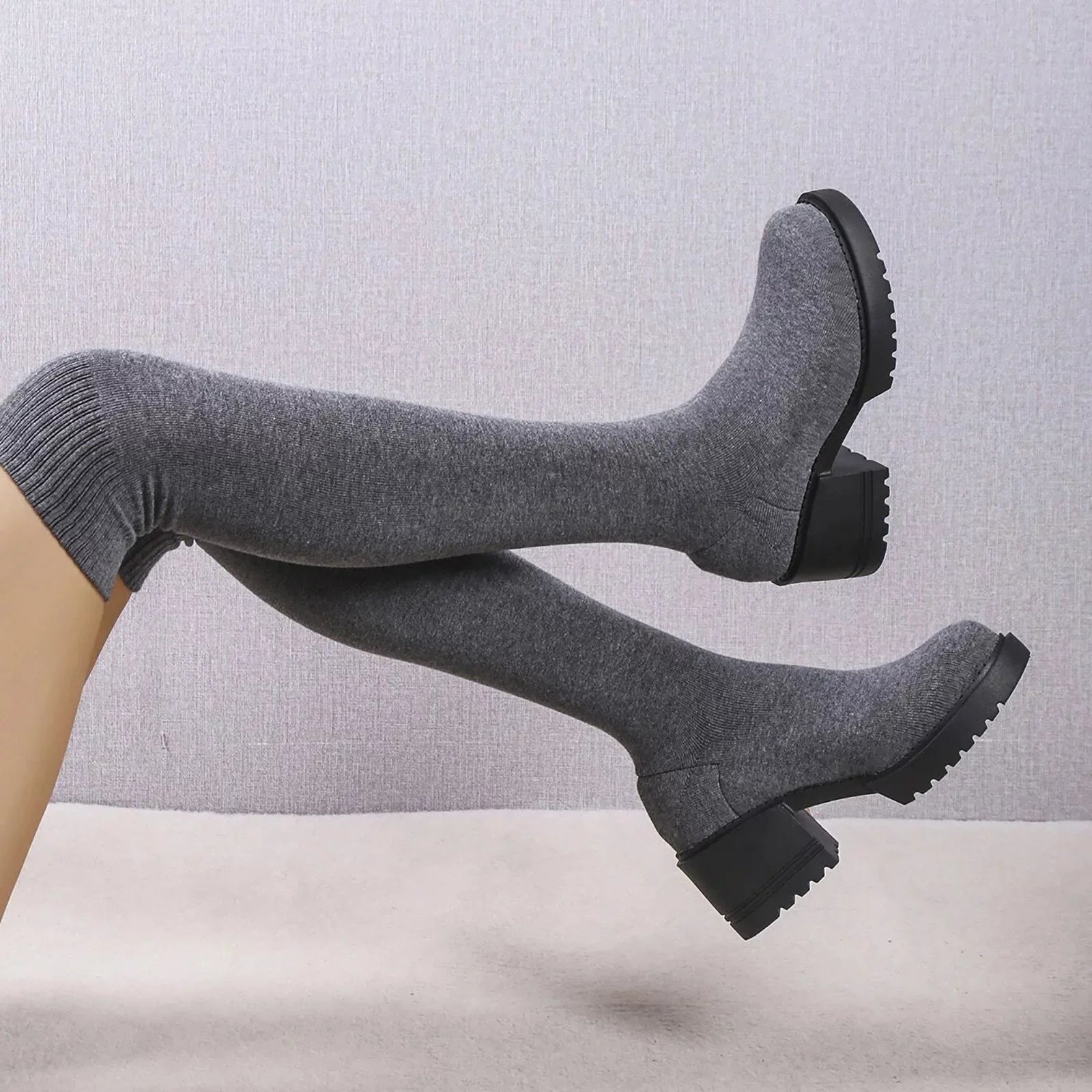 Heeled for Boots Sock Ladies on Winter Women Women Work Waterproof Length dimension Boots Long Buckle Boots Boots Boots 11 PMUYBHF Minimalist Pull Knee Snow