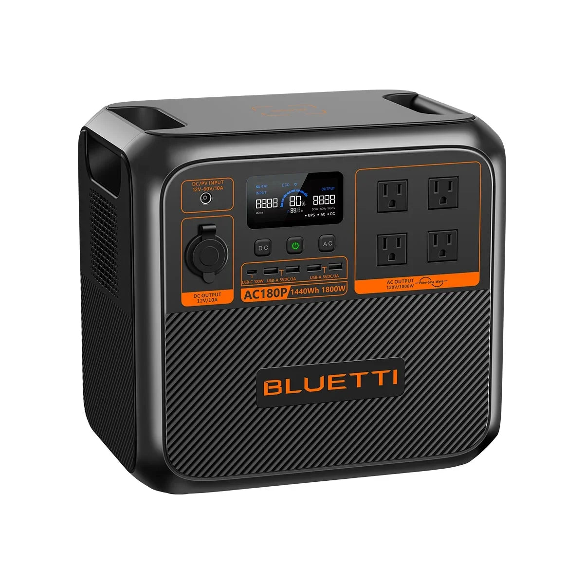 Off-Grid Generator for Living Station, Power Solar AC180P 1800W 1440Wh Portable | Bluetti
