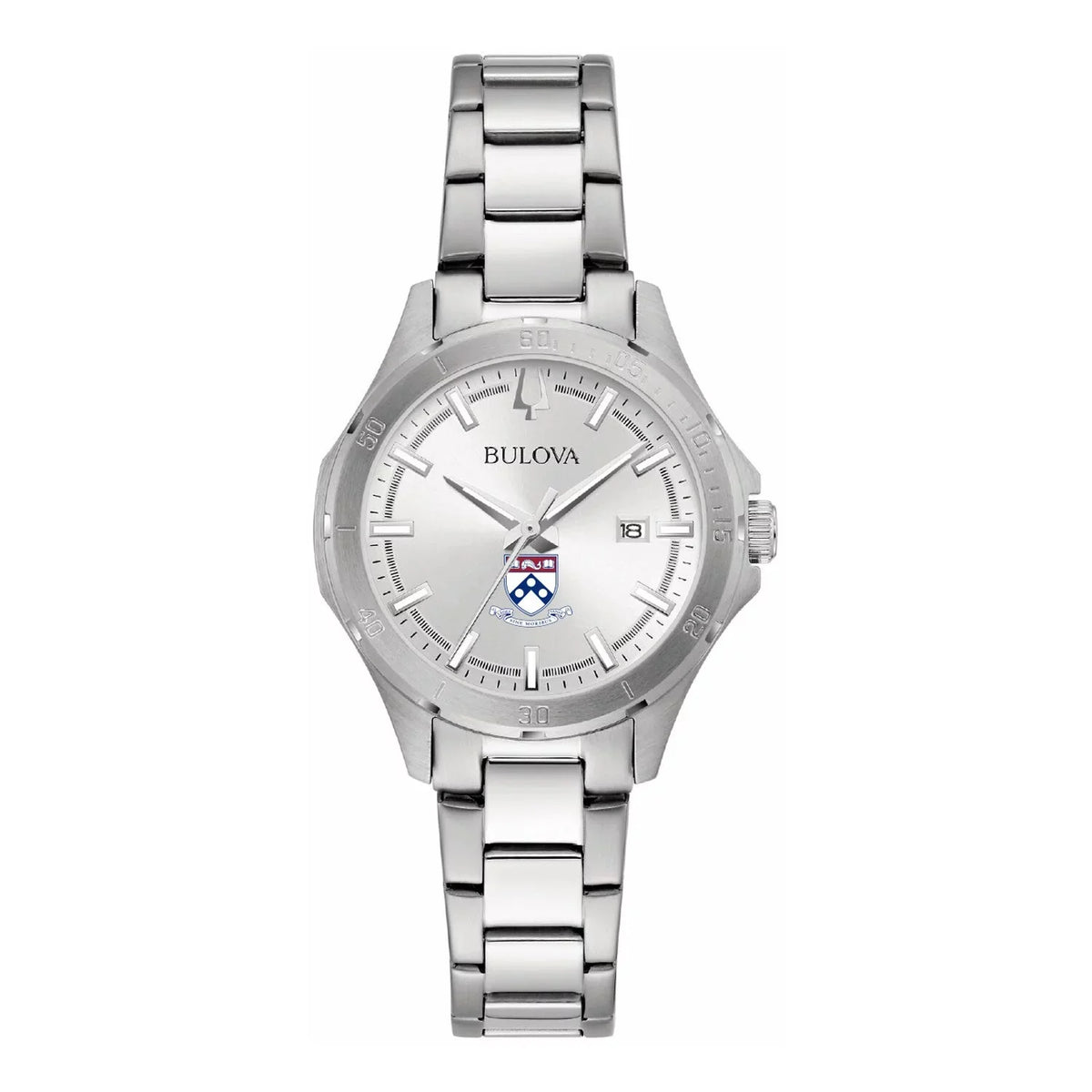 Women's Sport Bulova Pennsylvania Stainless Classic Silver Steel Watch Quakers