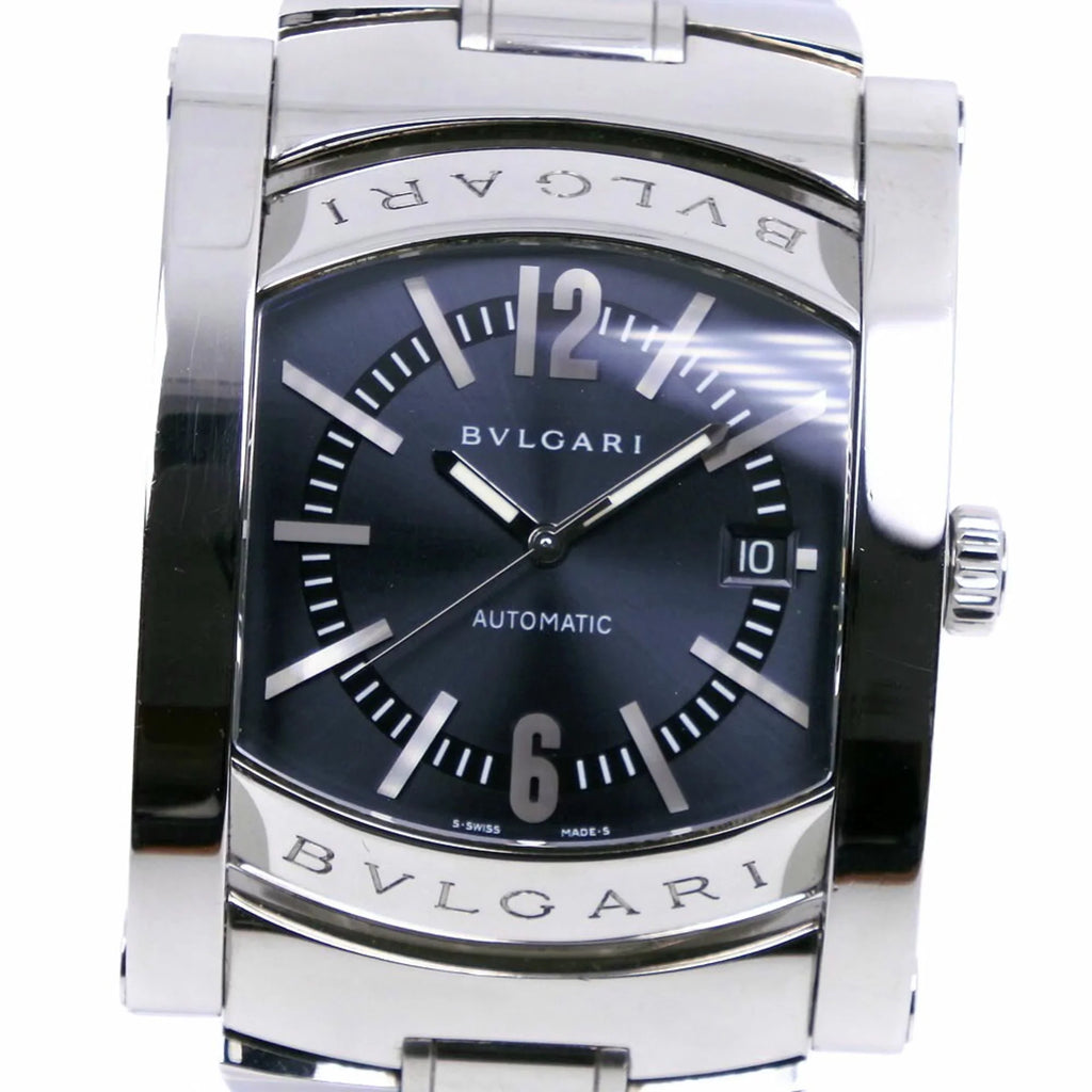 Automatic Watch Stainless Steel Navy AA48S Men's Silver Dial Bvlgari Pre-Owned Ashoma (Good)