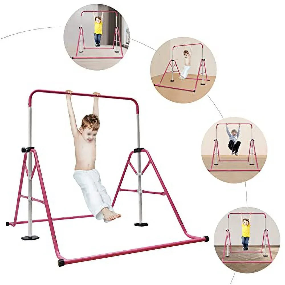 Training Gymnastics and GNJINX Equipment Kids, Bars Height Adjustable Height Home Junior - Folding Adjustable Horizontal for Bar, Gymnastics Expandable