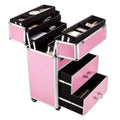 Cosmetic in Pink Train Storage Makeup Rolling Case, Box Trolley, 1 Lockable Pro Ktaxon 3 Aluminum