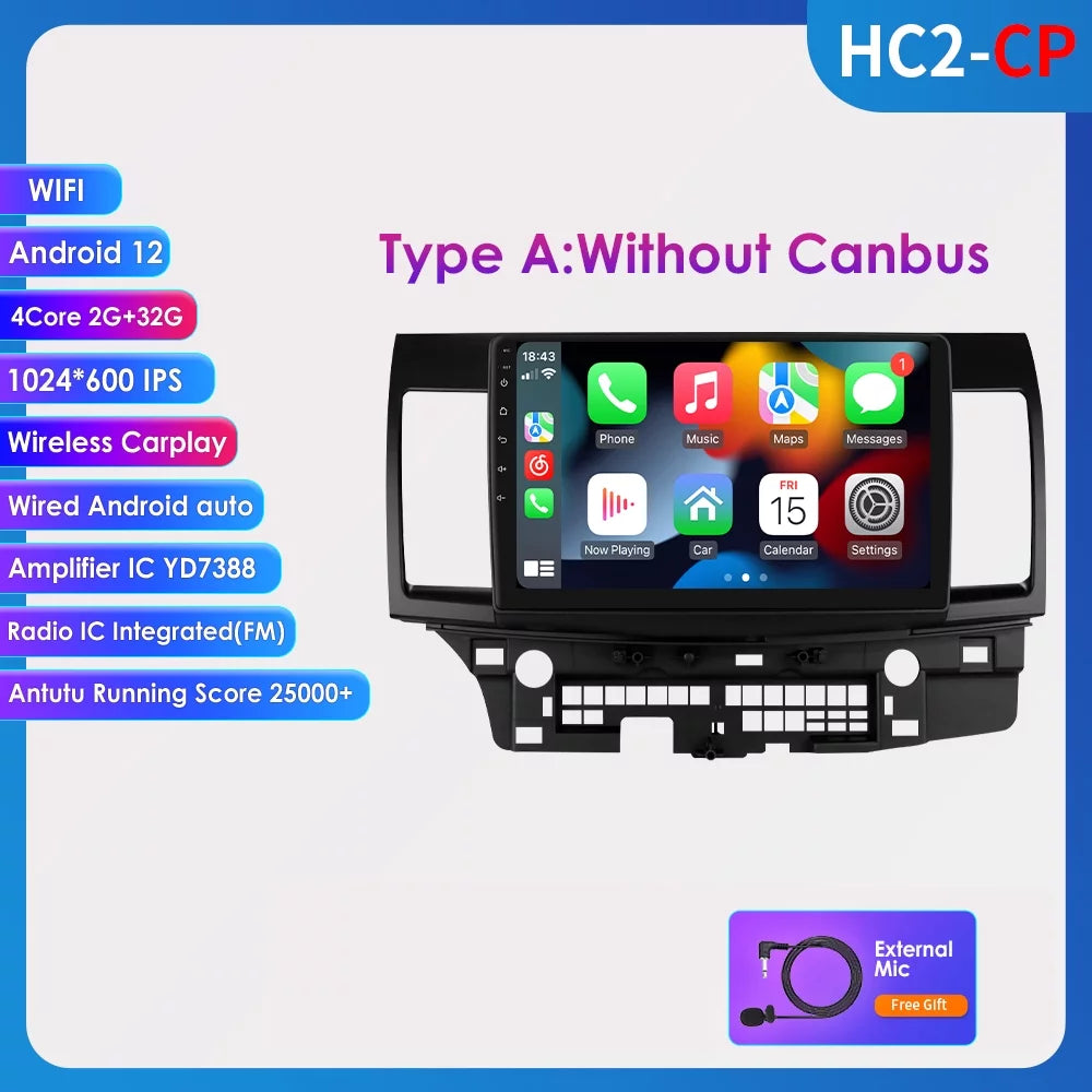 2012 12 2+32GB For 2010 Mitsubishi Car Radio 2008 2007 2009 Wifi Navigation Stereo Android GPS Lancer CarPlay Player 2011