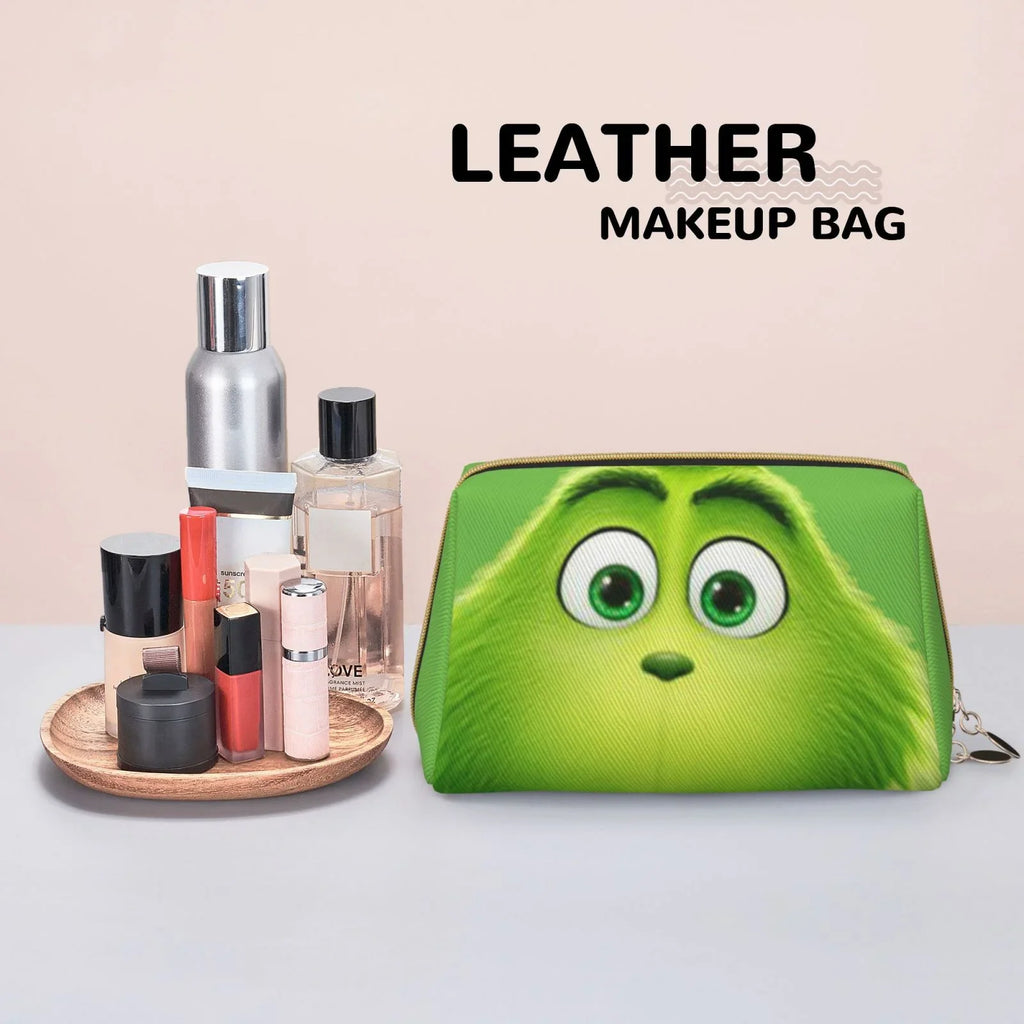Purse Pouch Bag Makeup Organizer Gift Toiletry Travel Leather Bag Grinch Green Portable Storage Cosmetic