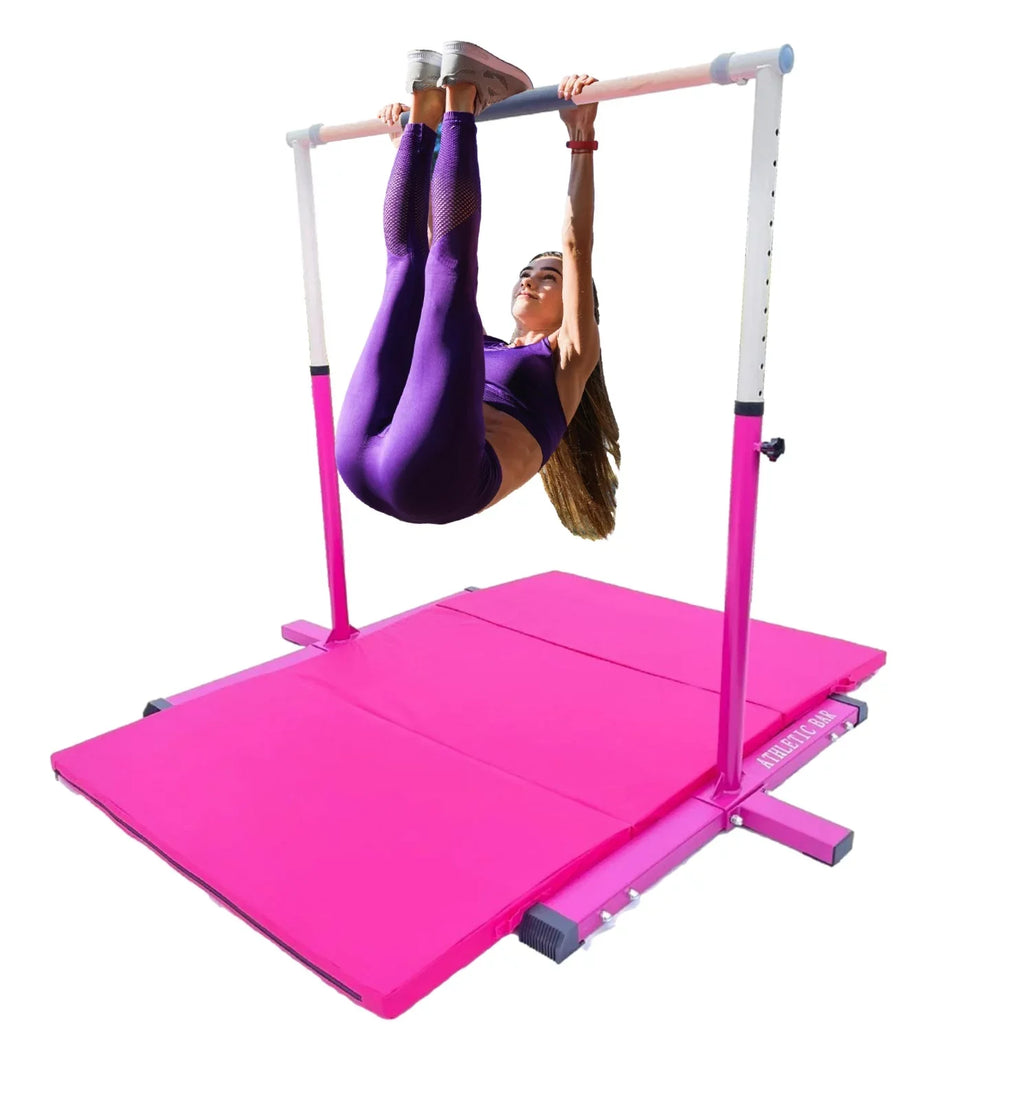 Height Kids Bar Gymnastic Cushioned Handrail, Athletic Adjustable to Gymnastics Training Pink Gymnasts Horizontal FT Kip Bar, for 6’x4’ Bar Gymnastics Mat 5 3 Expandable Bar with for Junior Bar and