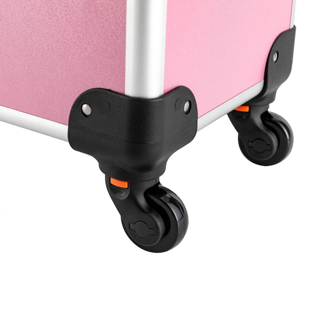Makeup with Trolley Train 4-Tier Miumaeov Wheels Makeup Storage Cosmetic Professional Case Rolling Organizer