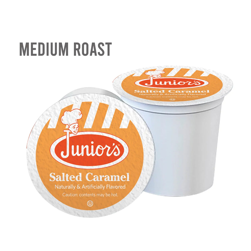 18 Serve each boxes Roast Cups Caramel, Junior's Most Fabulous 4 Medium Salted ct Single