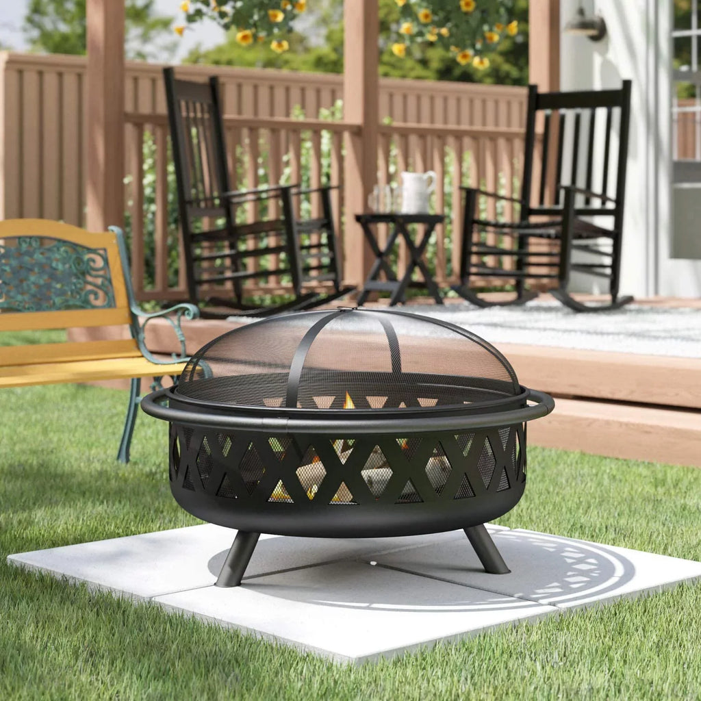 exterior Grill Clover Pit Campfire Portable Fire Burning Pit & Wood