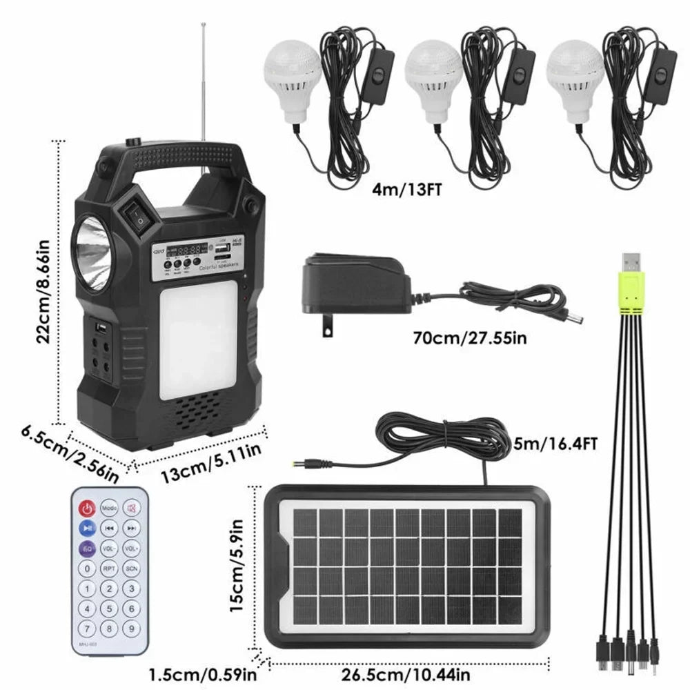 Solar Station, Rechargeable Powered Charge, Bulbs Flashlight for Bank Generator, Solar 3 Way Hiking Camping LED with Portable MDHAND To Power Dual Panel Solar Emergency