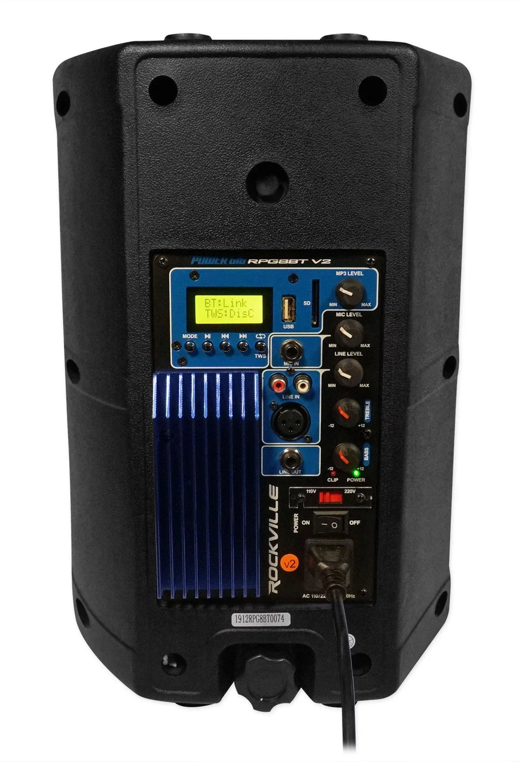 BlueTooth/Wireless/Remote/EQ Speaker Powered RPG8BT PA 400W Rockville V2 8 DJ inch