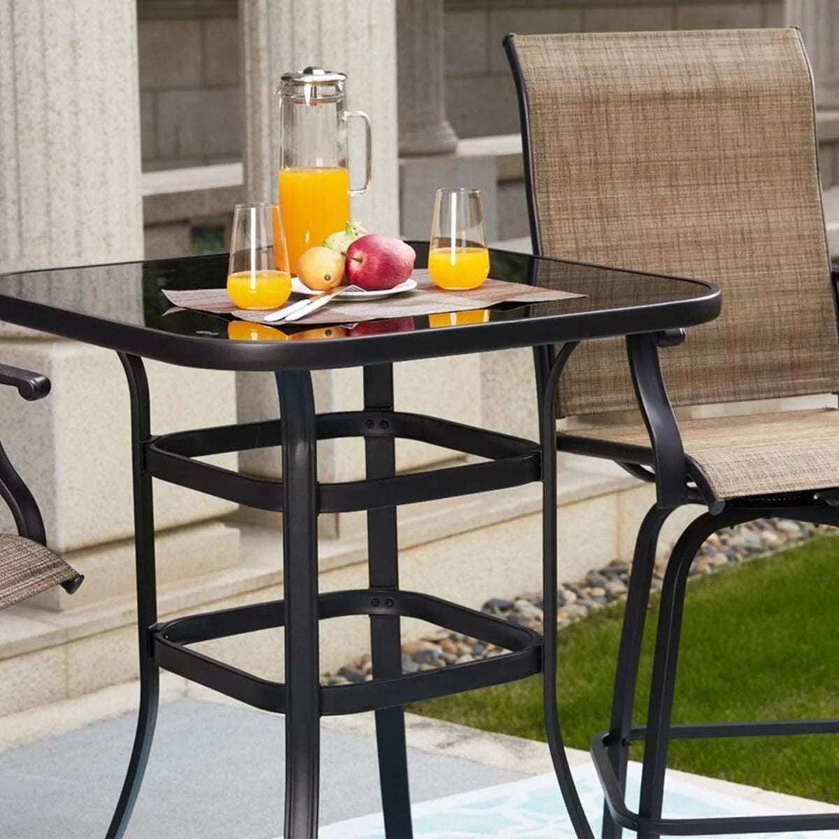 Brier Outside With Porch Metal Bar Meal Table Squire Finish Dining