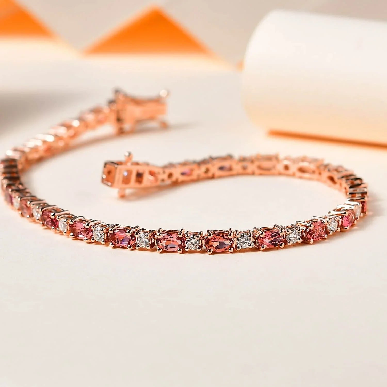 Bracelet Vermeil Jewelry 925 5.74 Tourmaline Mom Ct Plated Sterling dimension Gold Gifts Oval LC Birthday Day Rose Mothers 8" Moissanite for Shop Silver