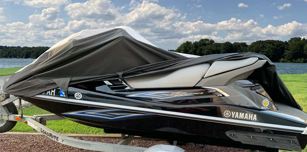 YAMAHA for OF Trailerable TOP WaveVenture Compatible PWC THE JETSKI 760 Jet 1997-1998 Cover HEAVY-DUTY Ski LINE Black/Grey Cover SUPER