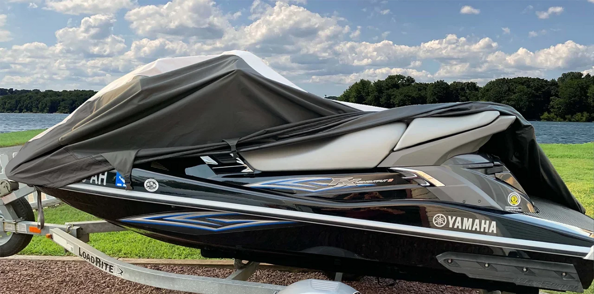 YAMAHA for OF Trailerable TOP WaveVenture Compatible PWC THE JETSKI 760 Jet 1997-1998 Cover HEAVY-DUTY Ski LINE Black/Grey Cover SUPER