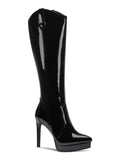THALIA Pointy Black 3/4" Platform Toe Boots Comfort Zip-Up M outfit Stiletto SODI Trixi 5 Womens