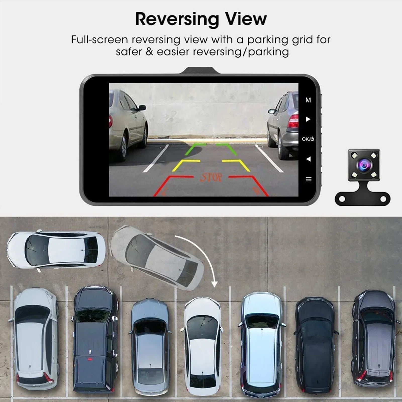 Wide Recording, Screen Angle and - - 32GB Assistance, Parking 1080P WDR Parking FHD - Front Detection, inch 170° 4 - Motion Card With ABASK Rear Monitor, G-Sensor, Loop Reverse Q40S Dashcam