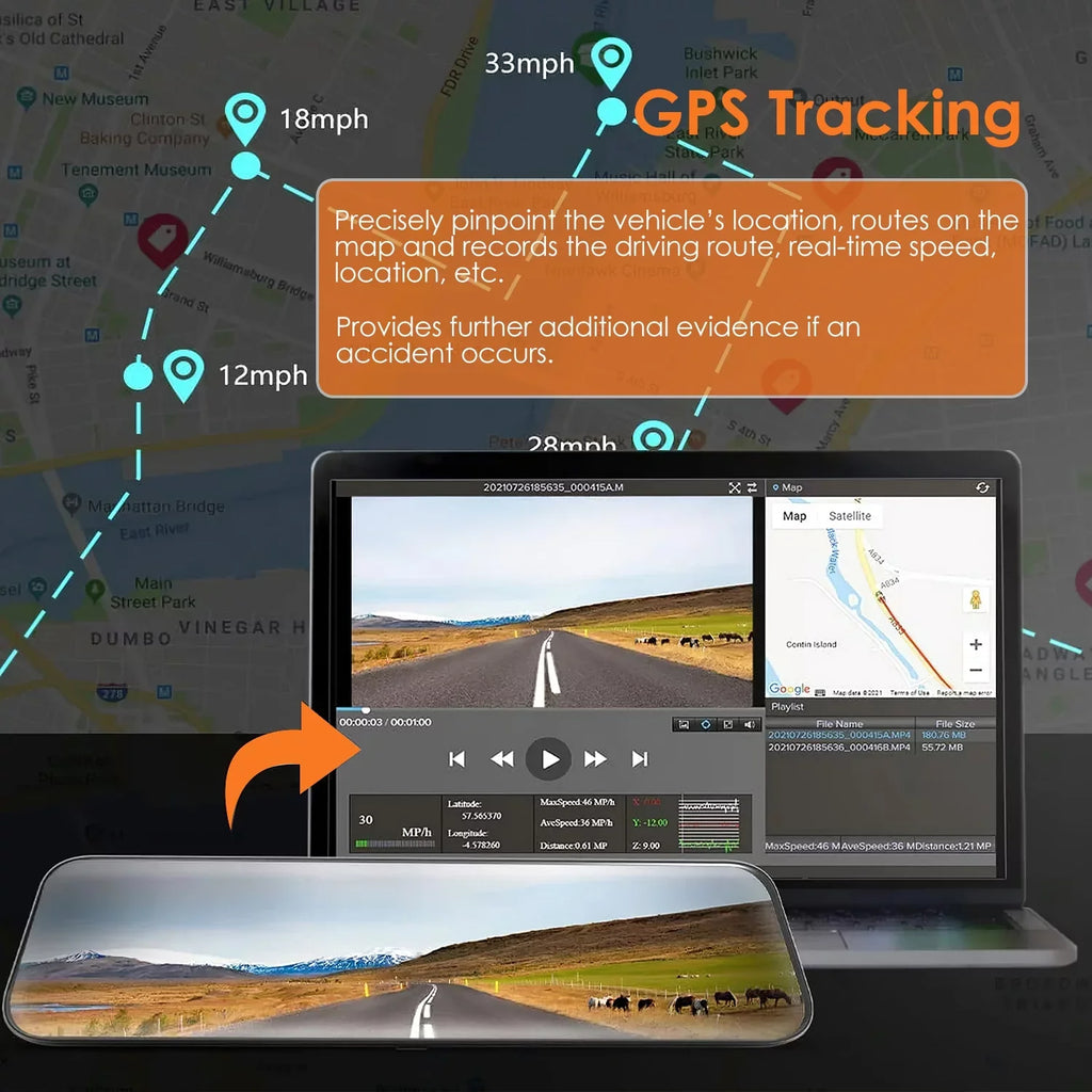 Monitor Dual 4K Lens DVR with Recorder Night Camera Parking Cam G-Sensor, HD Dash Angle Vision, 170° iMounTEK Car