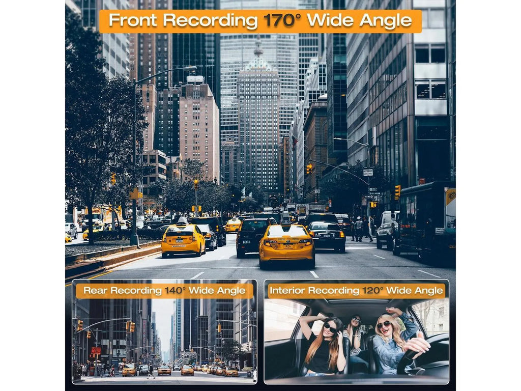Vision, and Dash Triple Dashcam Camera, Parking Dash Front Channel 4K WDR,G-Sensor, IR Night Rear 4K+1080P TOGUARD Cam 3 Camera Monitor with 2K+1080P+1080P Car Inside,