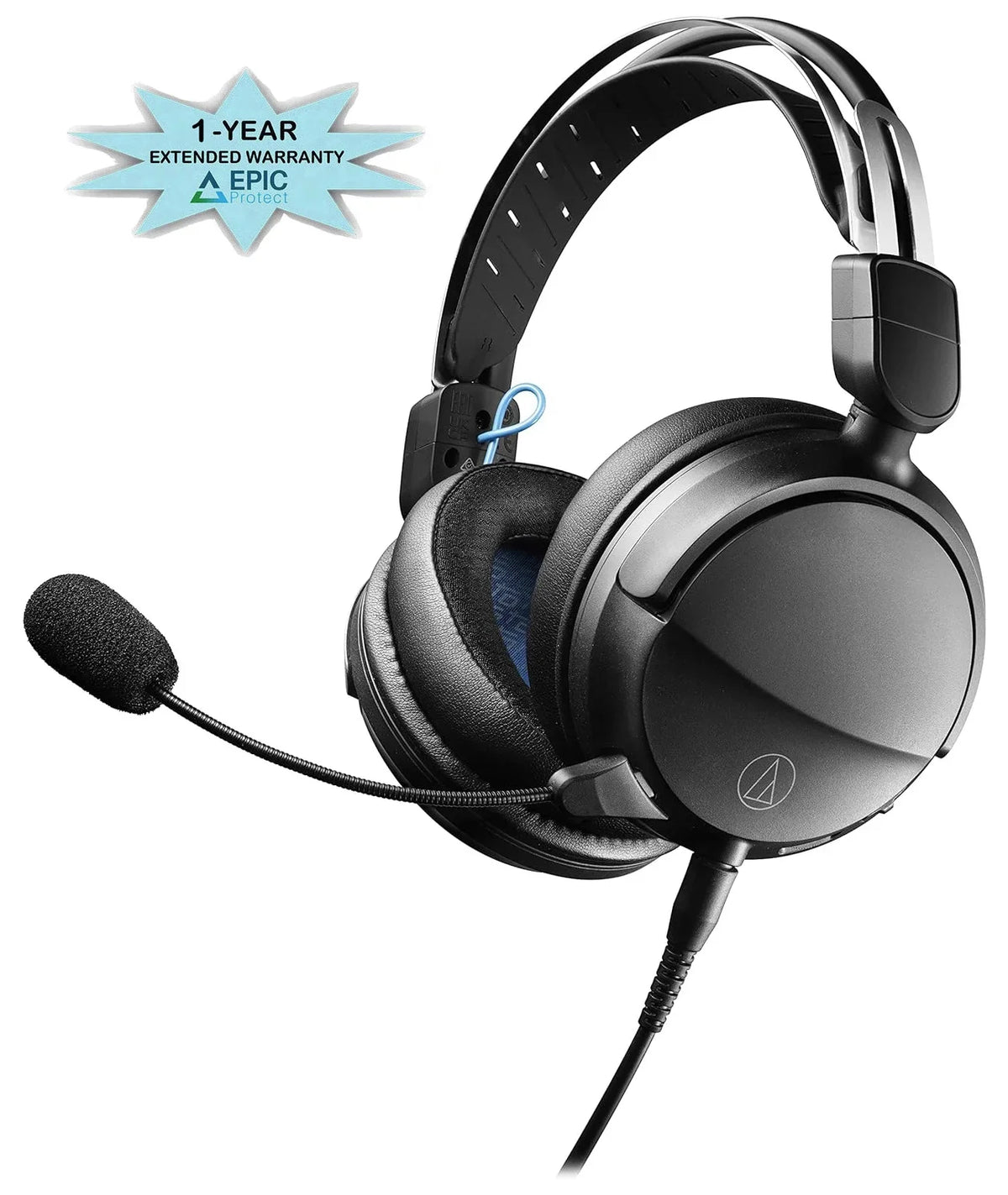ATH-GL3BK Wired - Year Additional Technica Coverage (2022) Closed-Back Protect an Headset Epic Audio Gaming with Black/Blue 1 by