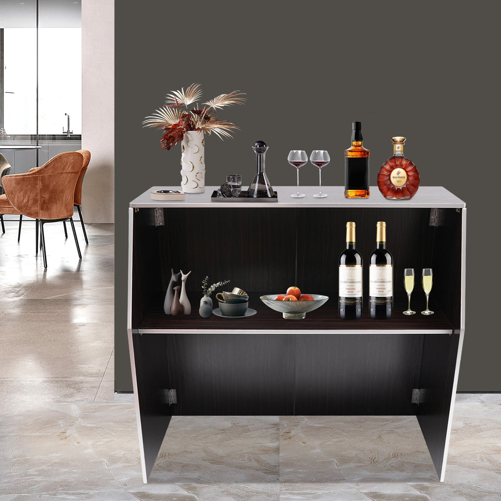 19.5x47.75x42.75in Cabinet Foldable Event TOOL1SHOoo bar Brown Edging with Black Portable Aluminum