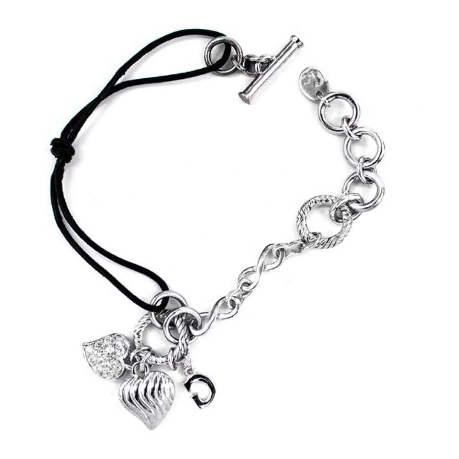 (19 Sterling Black cm) Silver Watches GC Ladies'Bracelet Leather CL107B03 silver